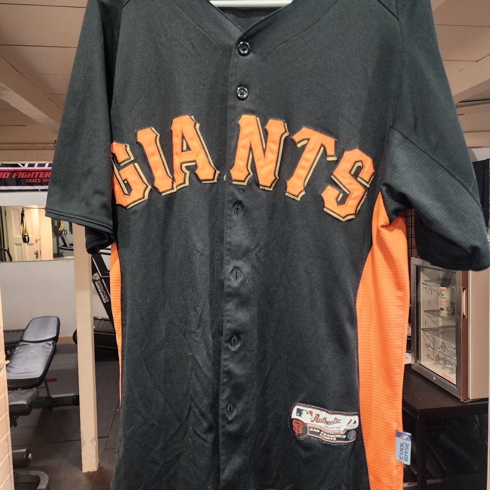 Majestic Black and Orange Giants Authentic Jersey